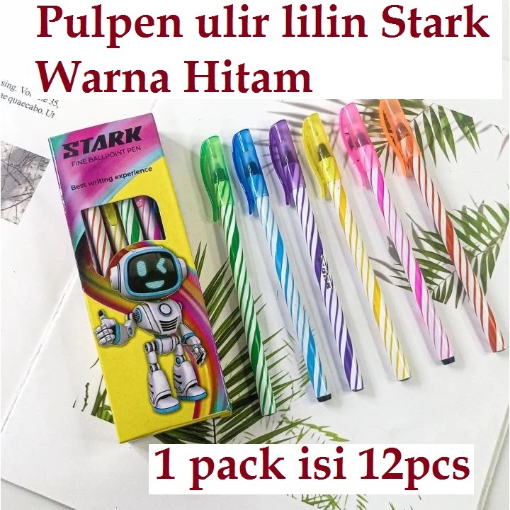 

Pulpen ulir lilin Stark 1 pack isi 12pcs Ballpoint Lilin Tinta Hitam Murah