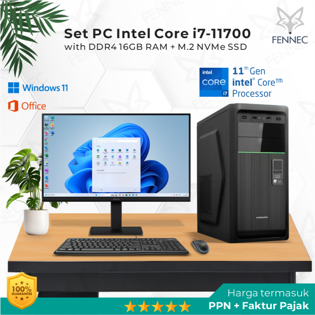 Set PC Komputer Intel Core i7-11700 Gen-11 RAM 16GB SSD Rakitan Office