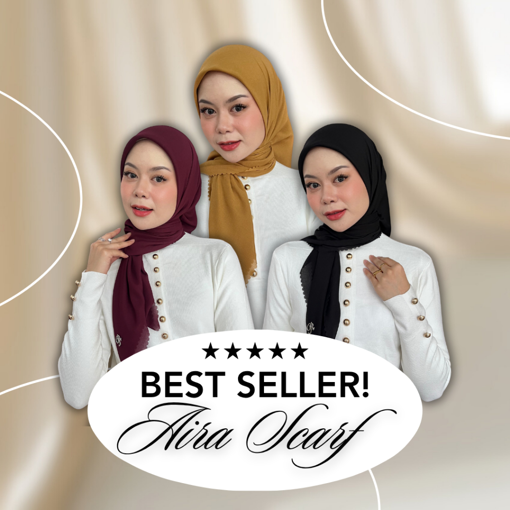 Radwah - Aira Scarf - Hijab Segi Empat Polos Voal Anti Air - Hijab Segi Empat Best Seller