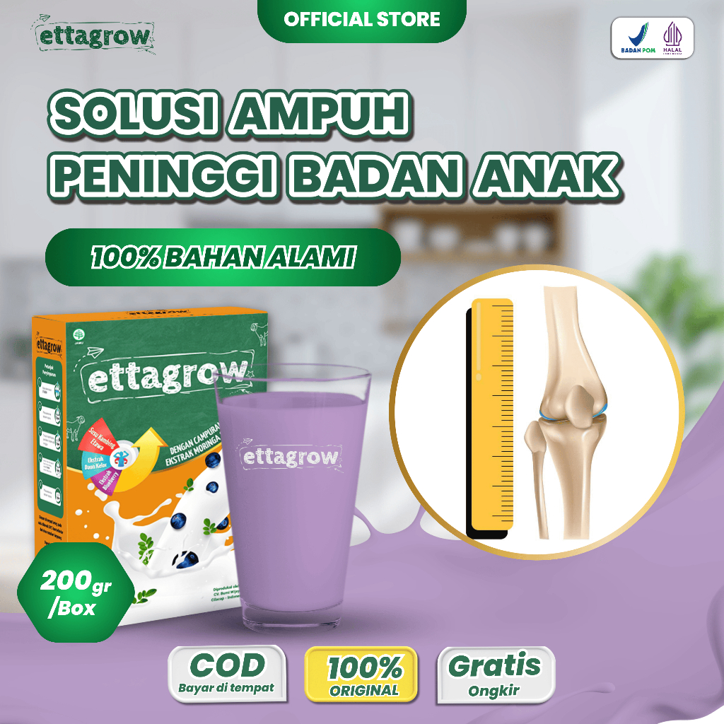 

Ettagrow Susu Peninggi Badan Anak Original Rasa Blueberry Kaya Nutrisi Dan Kalsium 200gr