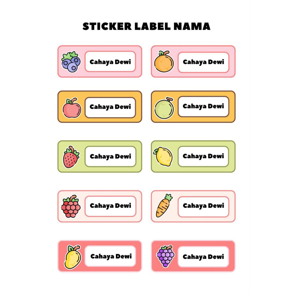 

30 PC stiker label nama anak costum
