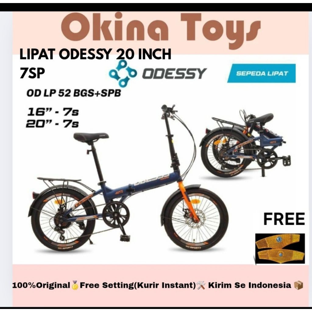 (instant/cargo) Sepeda Lipat 20 inch Odessy 7 speed operan gigi boncengan sepeda lipat anak dan dewa