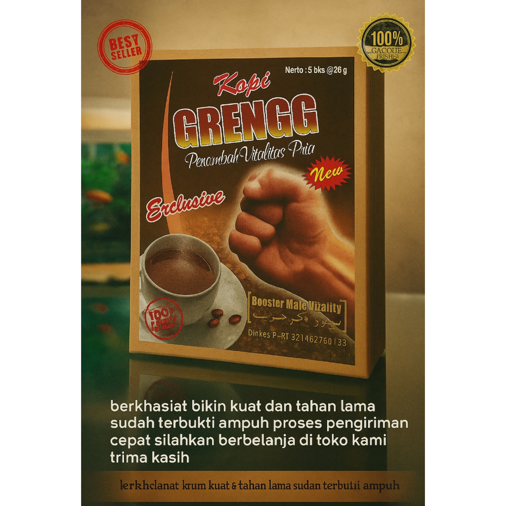 

Kofee/kopi Stamina Pria GREENG BUAT CLENG 1 BOX ISI 5 SACSET