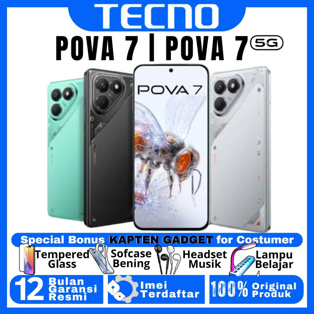 TECNO POVA 7 | POVA 7 5G 8/128 GB | 8/256 GB Ram Upto 16GB Hyper Gaming Engine 100% BARU ORIGINAL GA