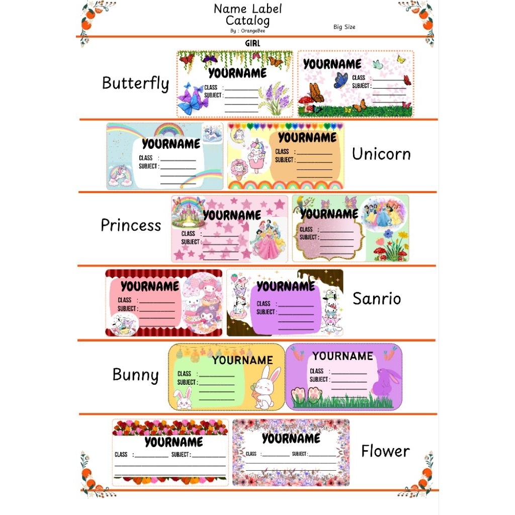 

10pcs Sticker Label Nama GIRL CEWEK/ Sticker Custom Stiker Custom BIG BESAR/ Stiker Anti Air Waterproof / Stiker Nama Buku / Stiker Label Nama