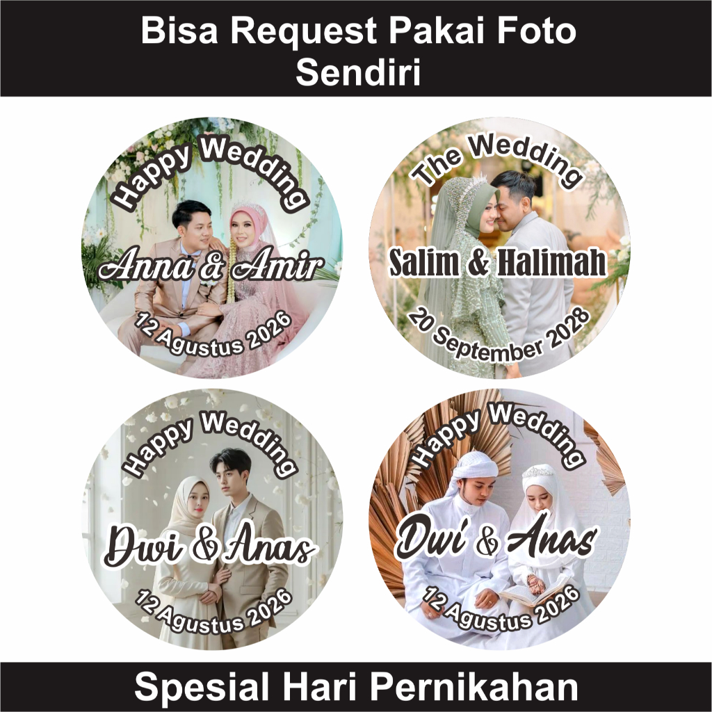 

Stiker Custom Pakai Foto Sendiri/Stiker Wedding Custom/Stiker Souvenir Pernikahan