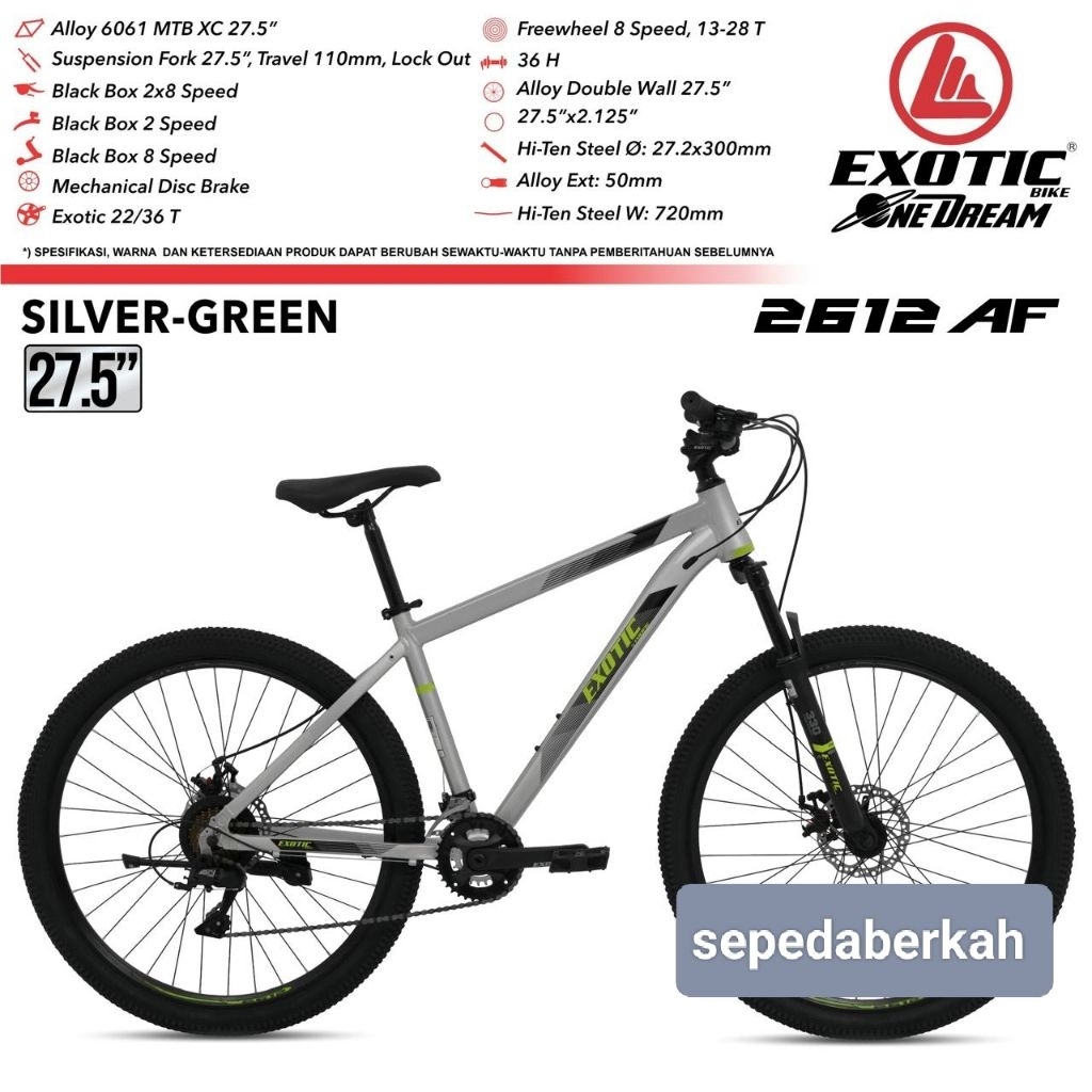 sepeda gunung sepeda mtb 27,5 exotic et 2612 af 2x8 speed frame alloy