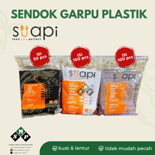 (100 PCS) SENDOK PLASTIK SUAPI PUTIH / SENDOK PLASTIK PUTIH / SENDOK PLASTIK HITAM SUAPI / SENDOK PL