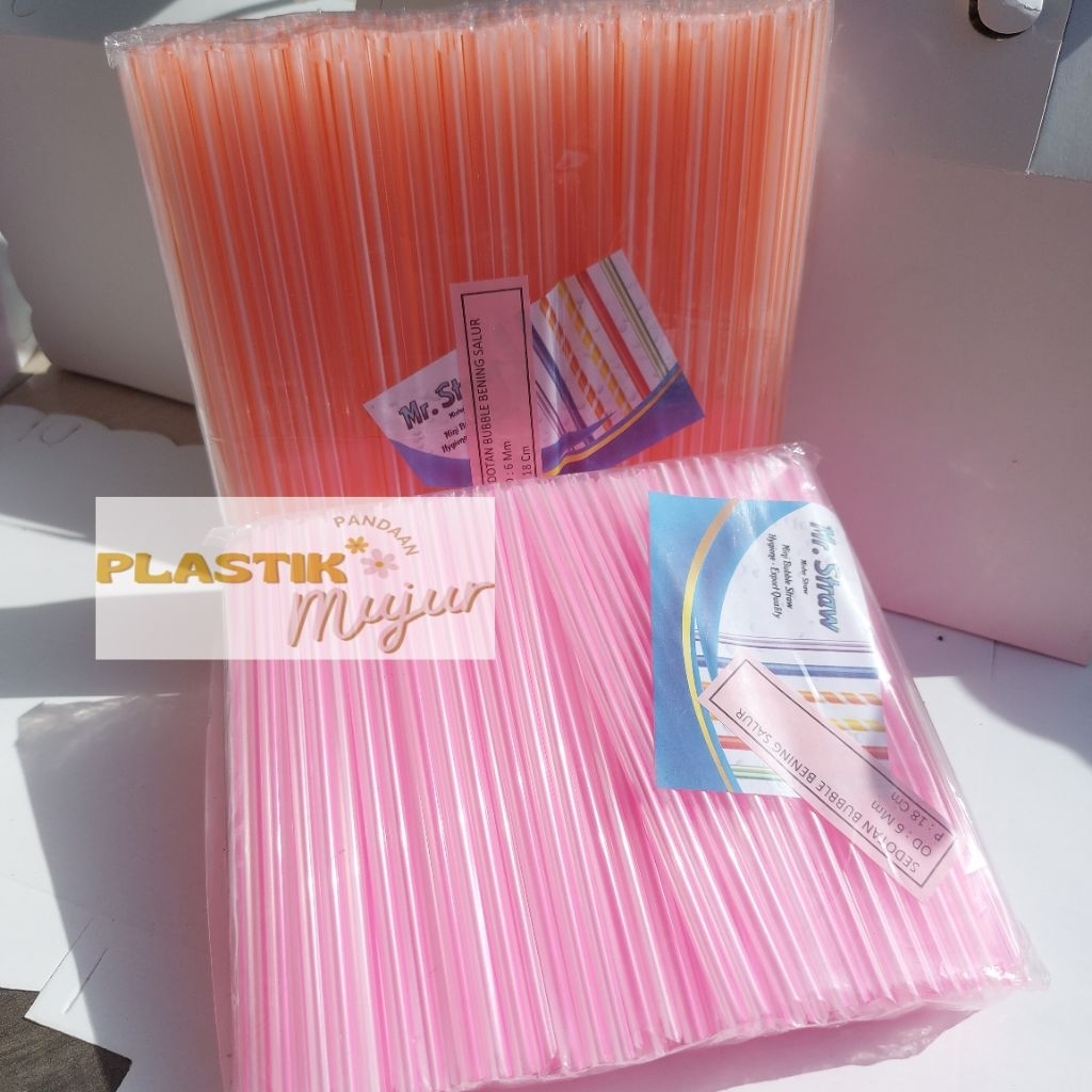 Sedotan Plastik / Sedotan POP ICE / Sedotan Bening Warna Uk 6mm