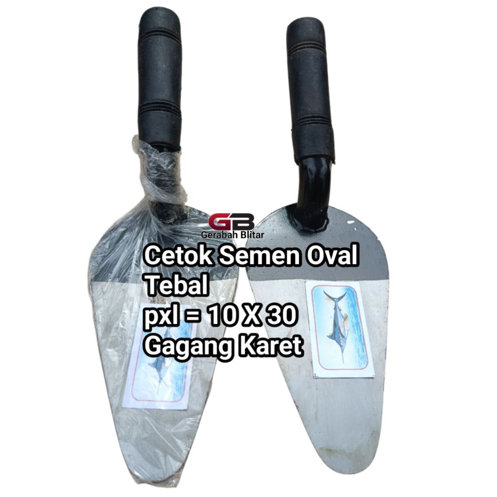 Cetok Semen / Sendok Semen Besar Pas Di Tangan, Gagang Besi Lapis Karet, Tebal, Oval / Anti Patah