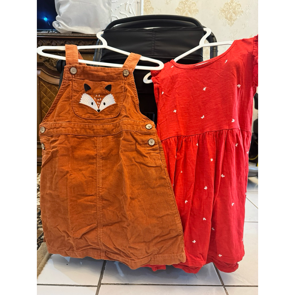 overall no brand dan dress rumah HmM size 2-3 tahun baju anak second