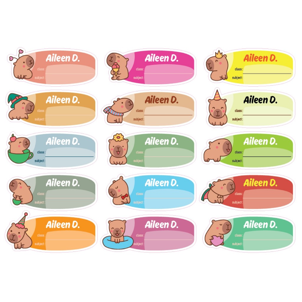 

STICKER LABEL BUKU MATA PELAJARAN / MAPEL ANAK CAPYBARA