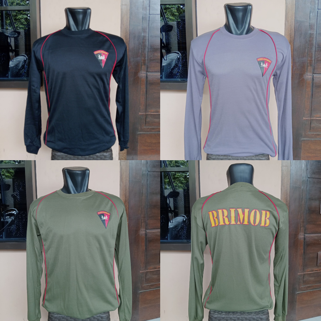Kaos Dalam Brimob / Kaos Brimob / Kaos Lengan Panjang Korps Brimob Polri V2 / Kaos Oblong Brimob Len