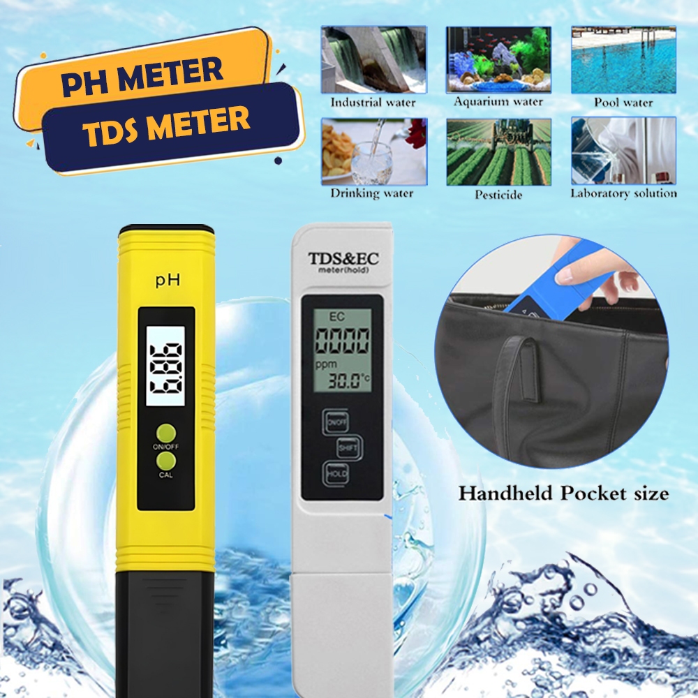 Paket Alat Ukur PH Meter TDS PH Digital Tester PH Ukur Alat Pengukur Keasaman Cairan Air TDS EC