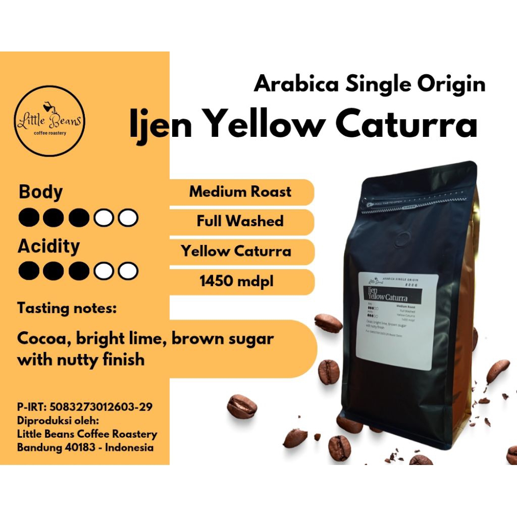 

Kopi Arabica Ijen Yellow Caturra 800gr/400gr/200gr Biji/Bubuk