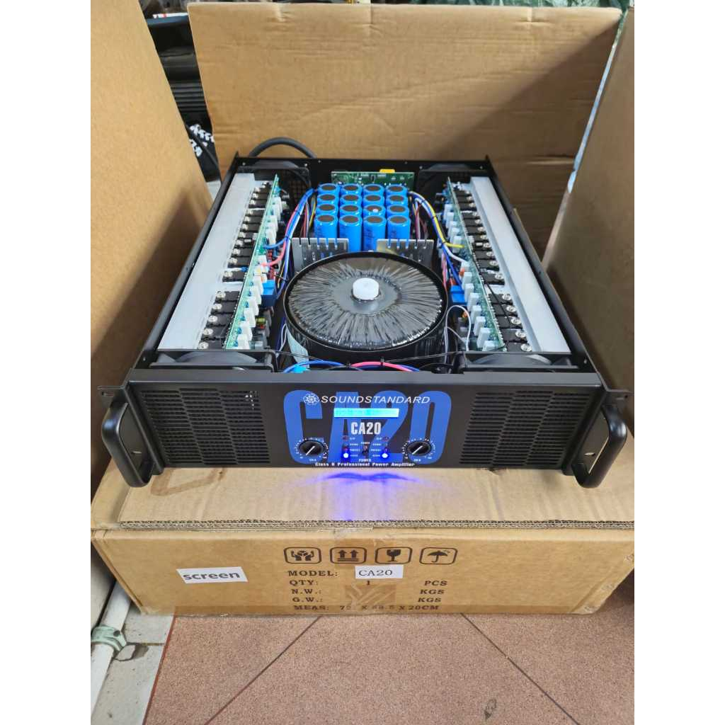 POWER AMPLIFIER CA 20/CA20 SCREEN / LAYAR LED 4 KIPAS 16 elco Body panjang SOUNDSTANDAR ( BODY PANJA