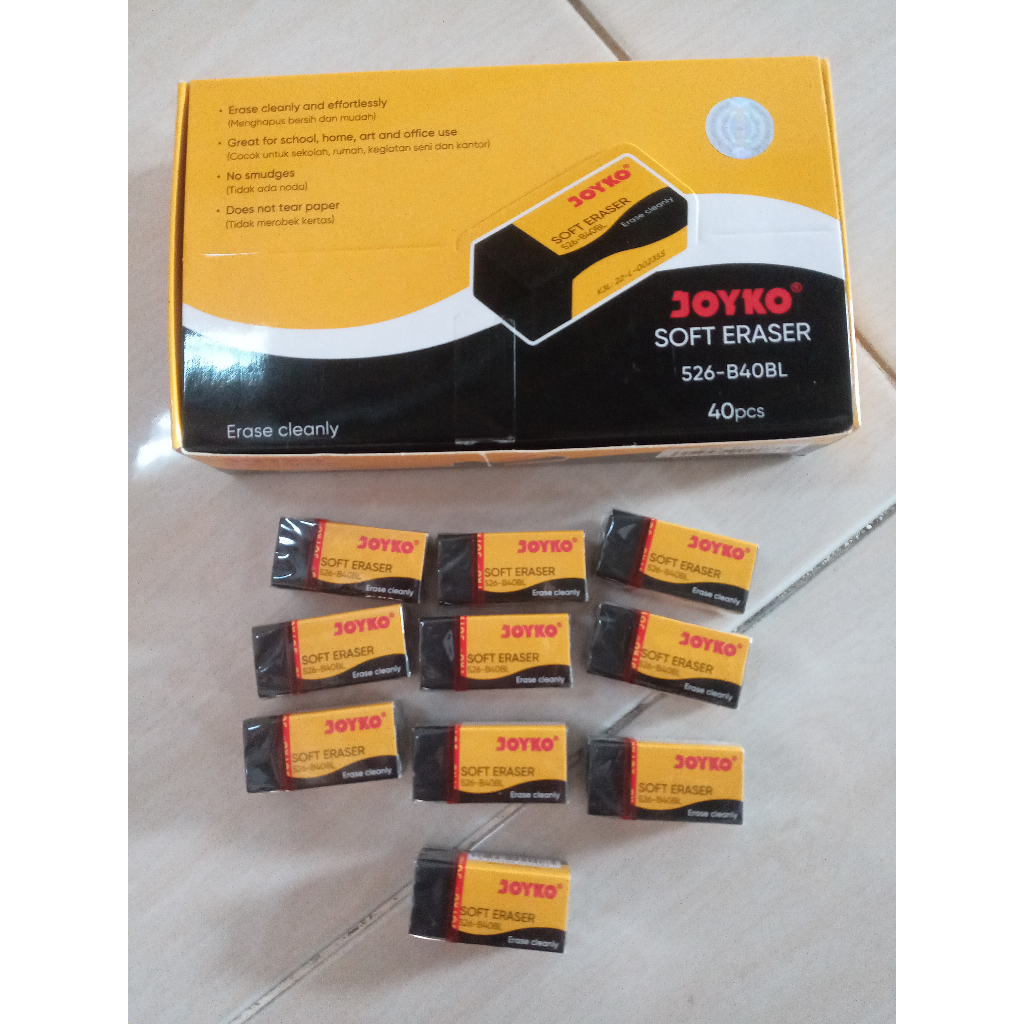 

BUNDLE 10 PCS penghapus joyko kecil / penghapus joyko b40bl hitam kecil/ joyko soft eraser / stip joyko hitam kecil