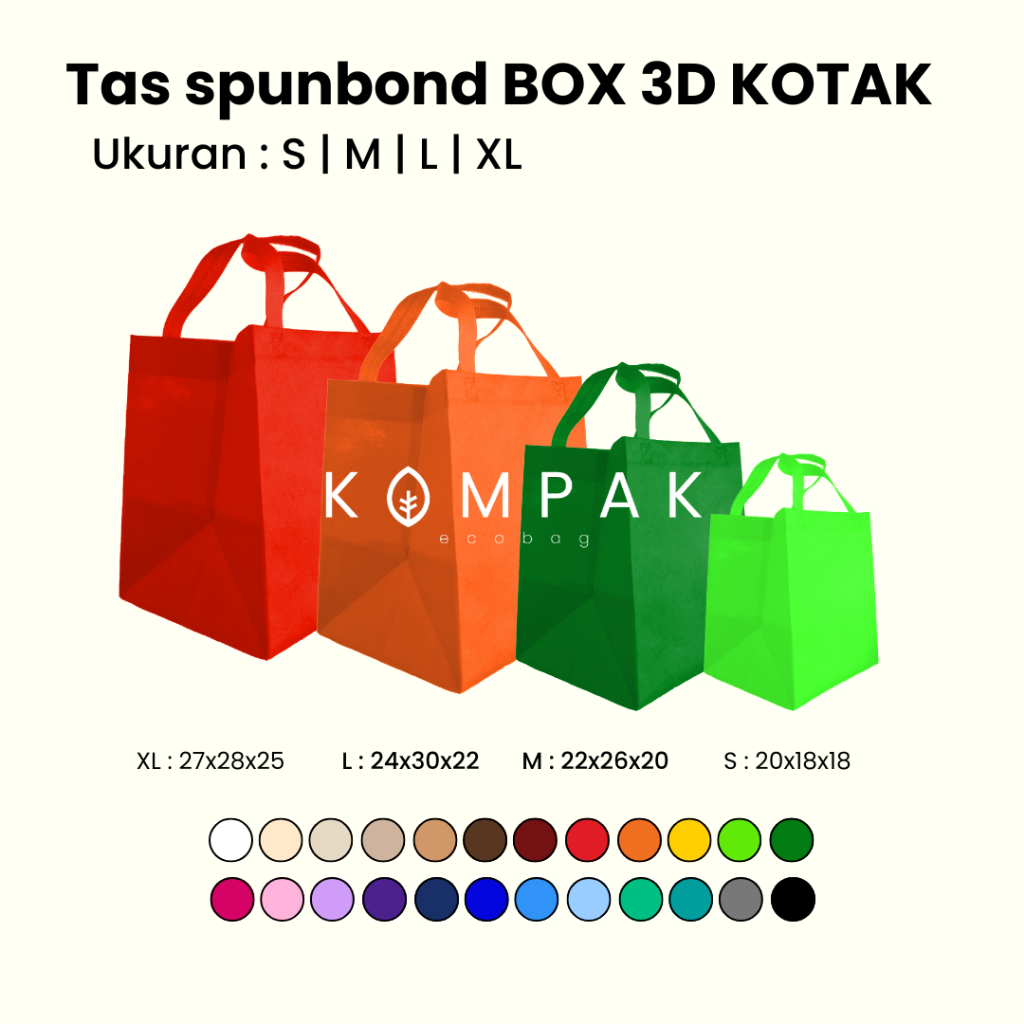 

1 KODI/ 20 pcs - 1 LUSIN/12 Pcs - Tas Spunbond Press Box 3D Kotak Kantong Goodie Bag Dus Kue Nasi Bento Hantaran 18x18 20x20 22x22 24x24 cm 22x26x20 24x30x22 27x28x25 cm