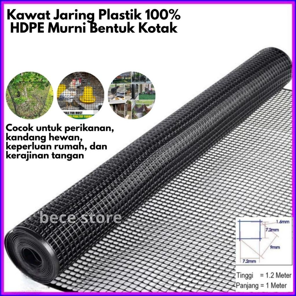 Kawat Jaring Plastik HDPE Bentuk Kotak 1.2M Quality Premium