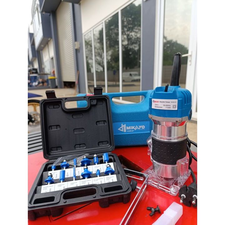 PAKET Mesin Profil Kayu MIKAYO + Mata Profil Set 12pcs / mesin trimmer / mata trimmer