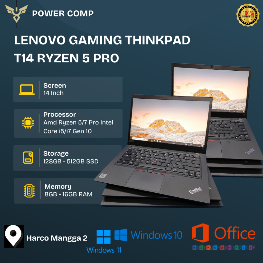 Lenovo Thinkpad T14/T14S G1/G2 AMD R5/R7, Intel Core i5/i7 Gen 10/11 RAM 8GB-16GB SSD 128GB-512GB Ga