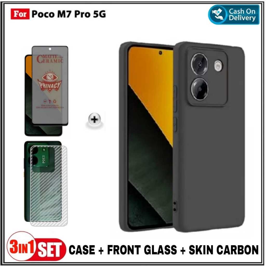 PAKET 3IN1 Soft Case Poco M7 Pro 5G Poco M6 4G  SoftCase Premium Dove Matte Protection Back Kamera C