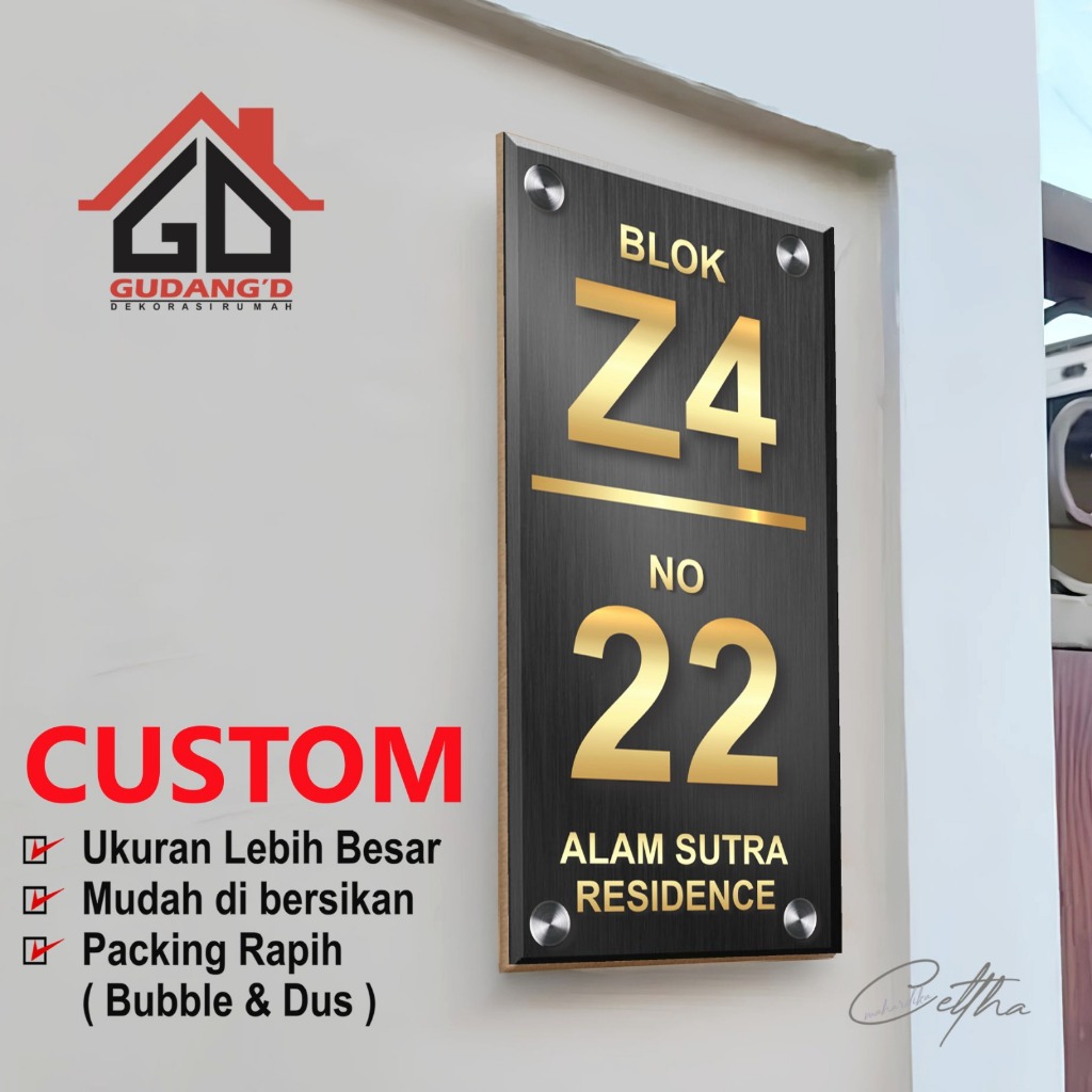 Gudang'D - No Rumah Minimalis Plat No Rumah Custom Unik / No Rumah Komplek Blok Rumah