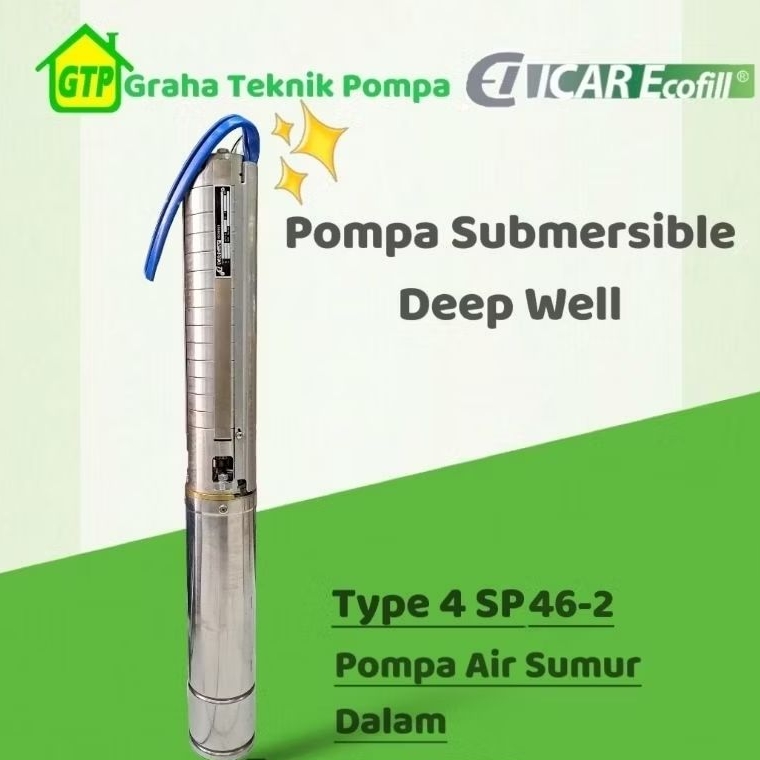 Pompa air Submersible Deep well Icar Ecofill 4 SP 46-2 pompa satelit