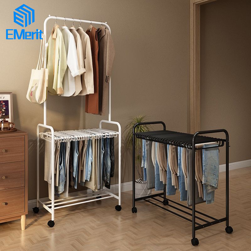 Rak Baju Gantung 2 Susun Rak Gantungan Baju Serbaguna Dengan Roda Gantungan Baju Topi Minimalis