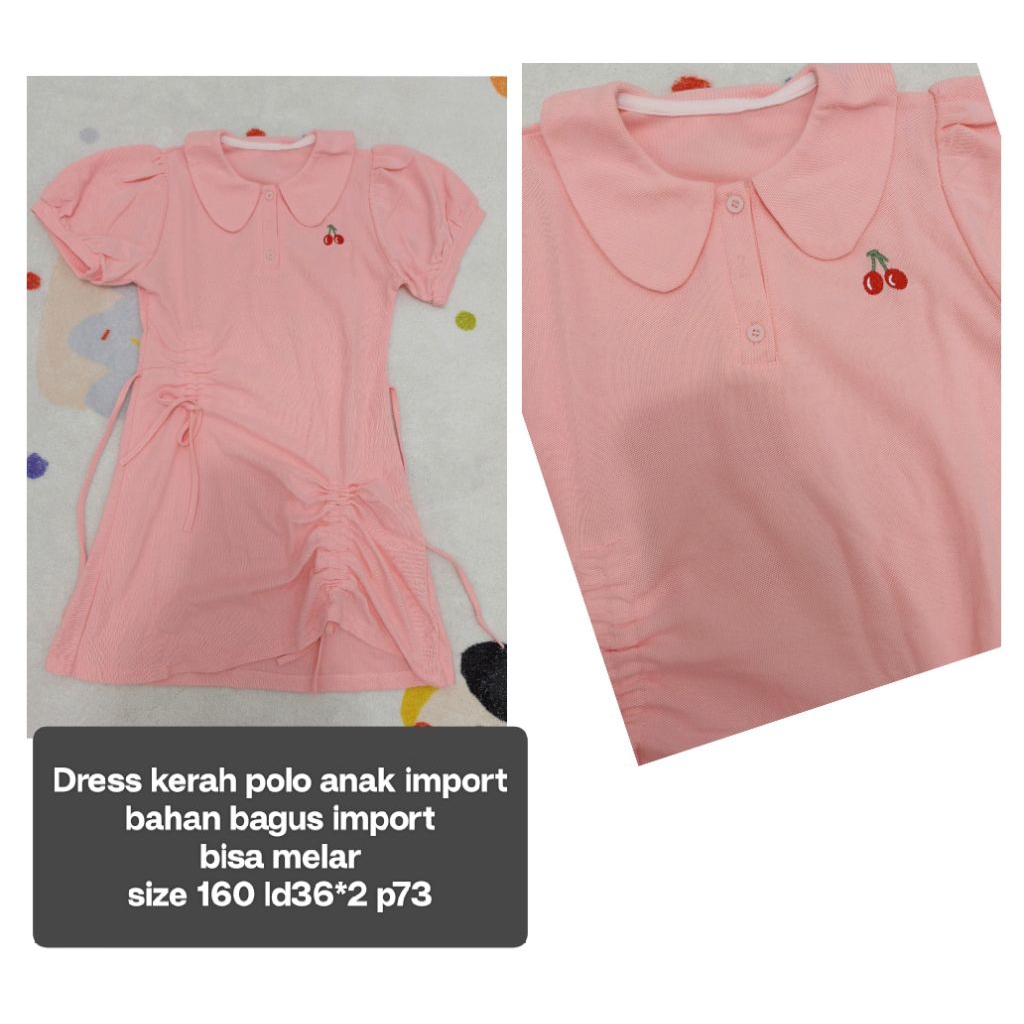 Dress polo kerah anak import