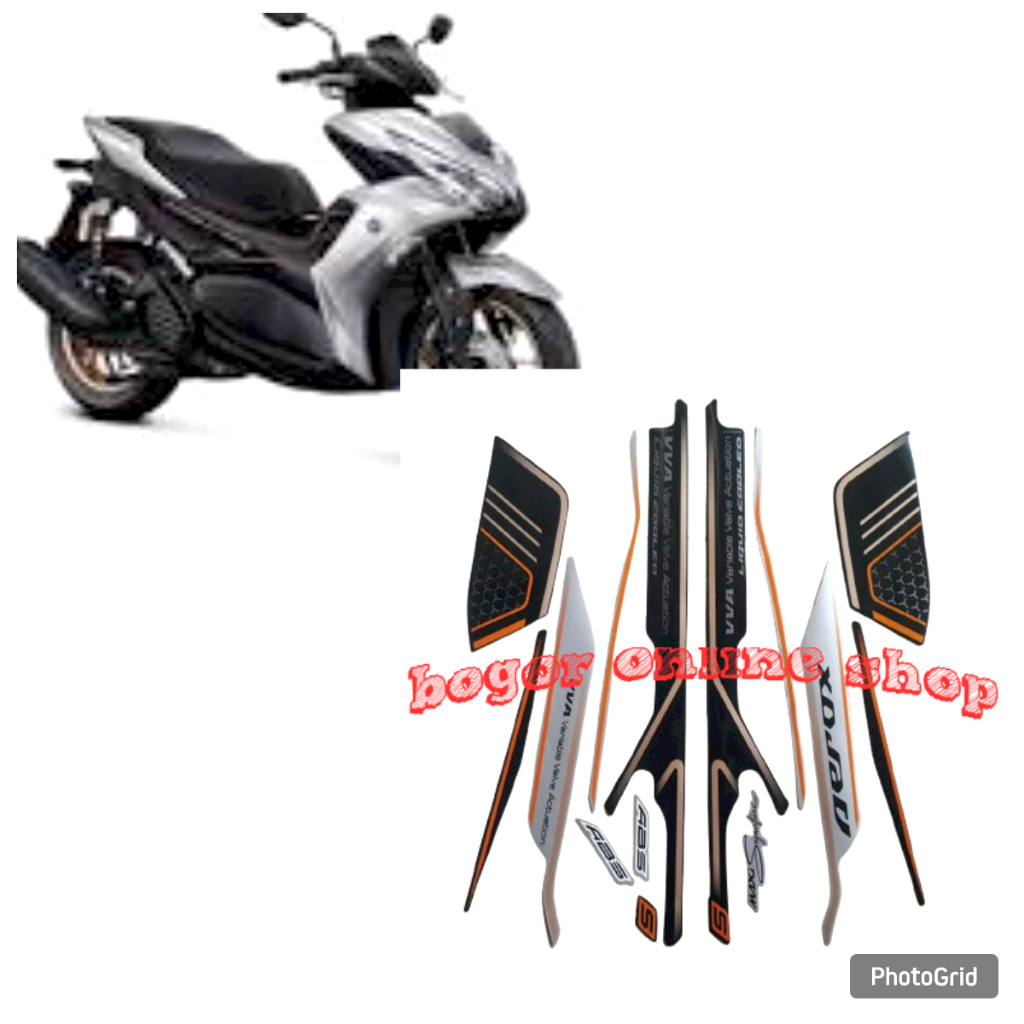 STIKER STRIPING BODY MOTOR YAMAHA AEROX VVA 155 2024 ABS HITAM-SILVER