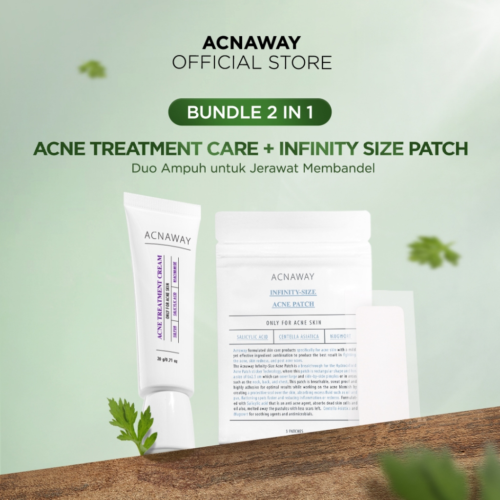 ACNAWAY Bundle 2 in 1 Infinity Size Acne Patch + Acne Treatment Cream – Plester Jerawat Ukuran Besar