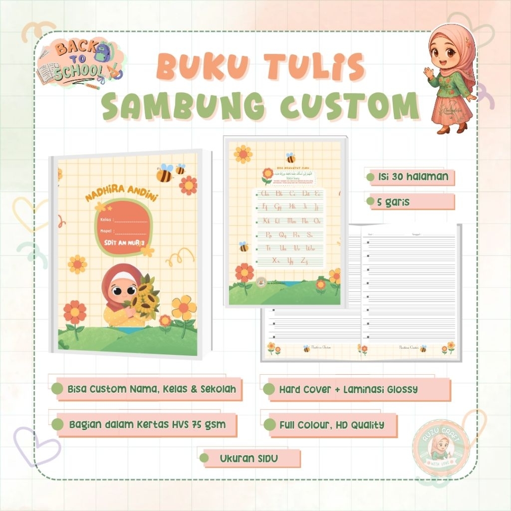

BUKU TULIS SAMBUNG 5 GARIS/BUKU TEGAK BERSAMBUNG /BUKU TULIS CUSTOM NAMA ANAK