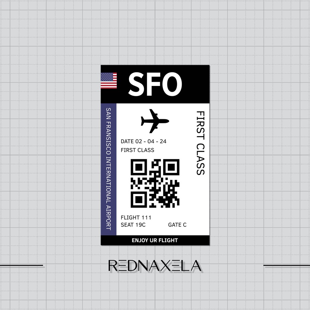 

Stiker Vinyl Airplane Ticket SFO Travel Suitcase Sticker