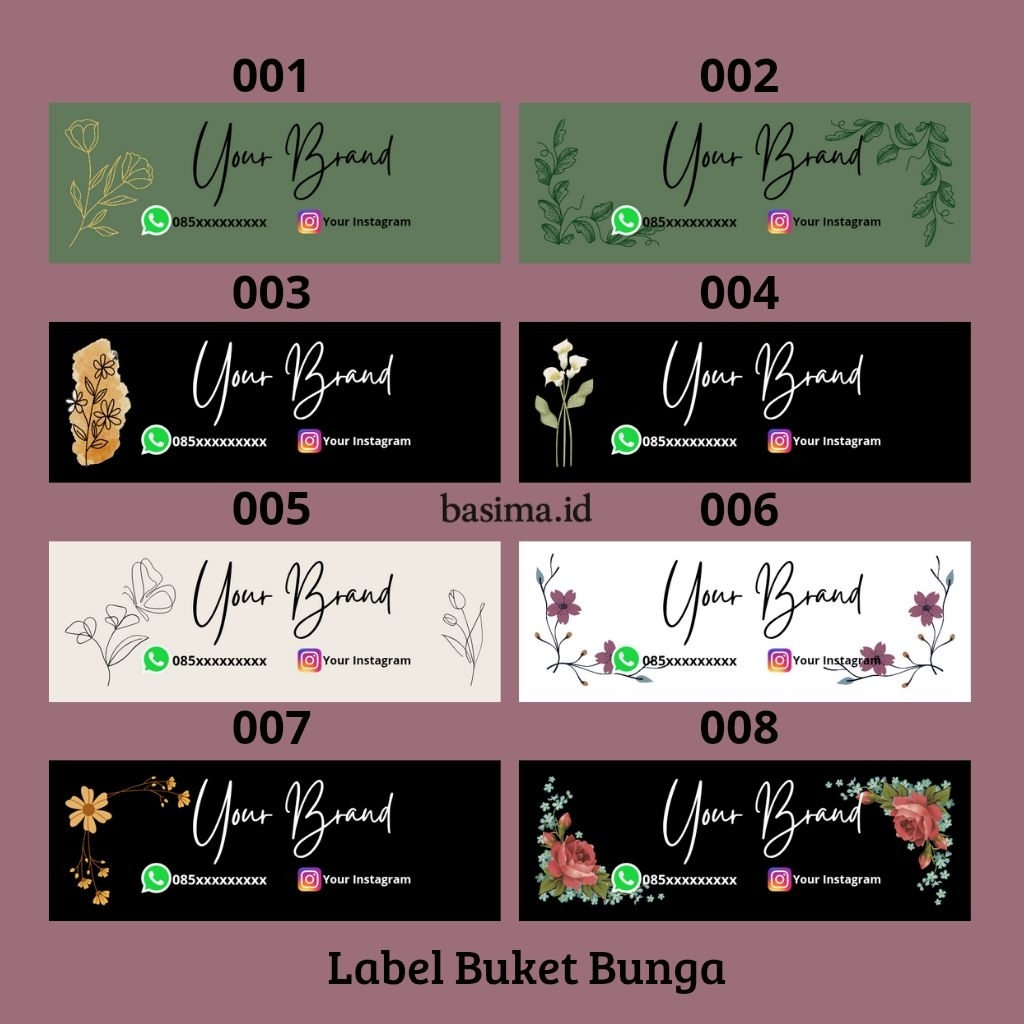 

50 PCS STIKER LABEL BUKET BUNGA COSTUM/STIKER BUKET COSTUM