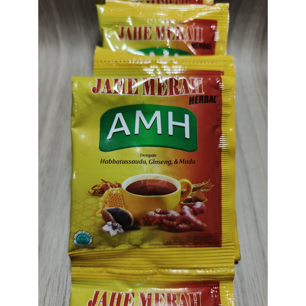 

Minuman AMH Jahe Merah Herbal 10 Sachet Minuman Jahe dengan Habbatussauda, Ginseng Renteng