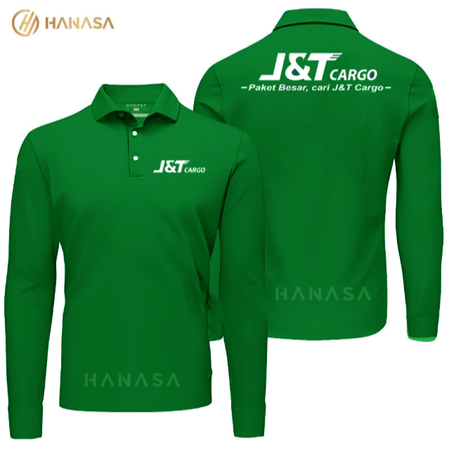 HANASA Polo Shirt Lengan Panjang DB J&T Cargo | Polo Shirt Pria Wanita | Baju Kerah JNT Cargo