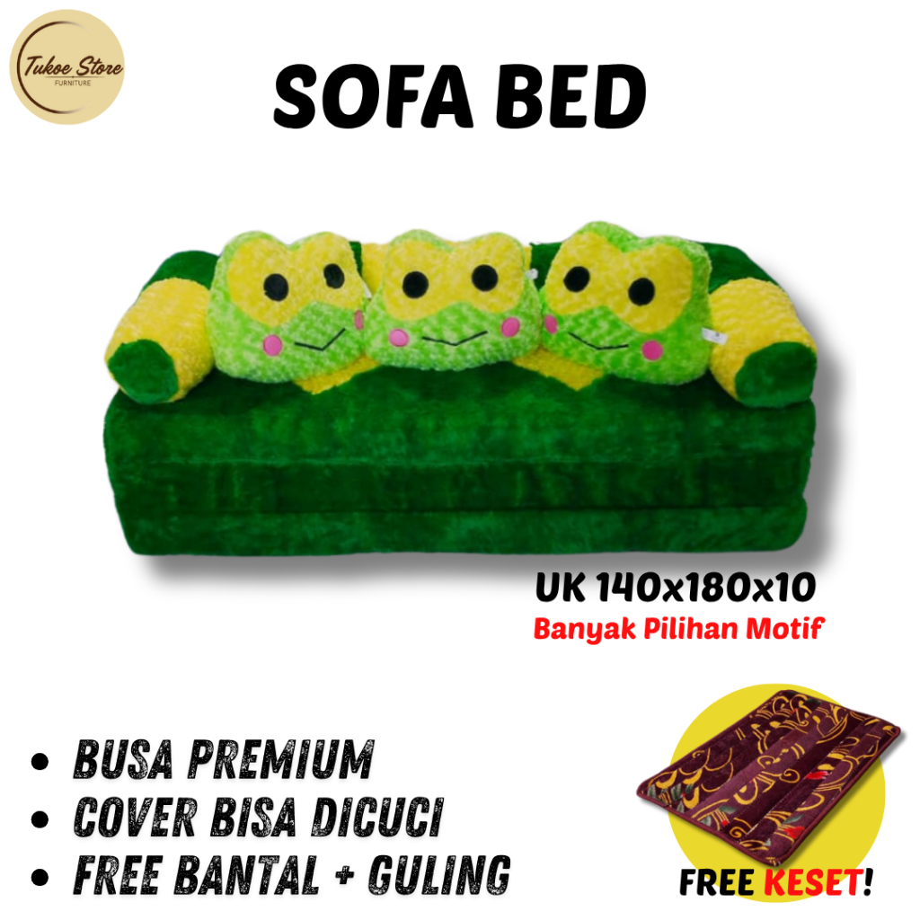 SOFA BED MINIMALIS KARAKTER / SOFABED BULU RASFUR LIPAT VARIAN MOTIF BUSA YELLOW Andikasur