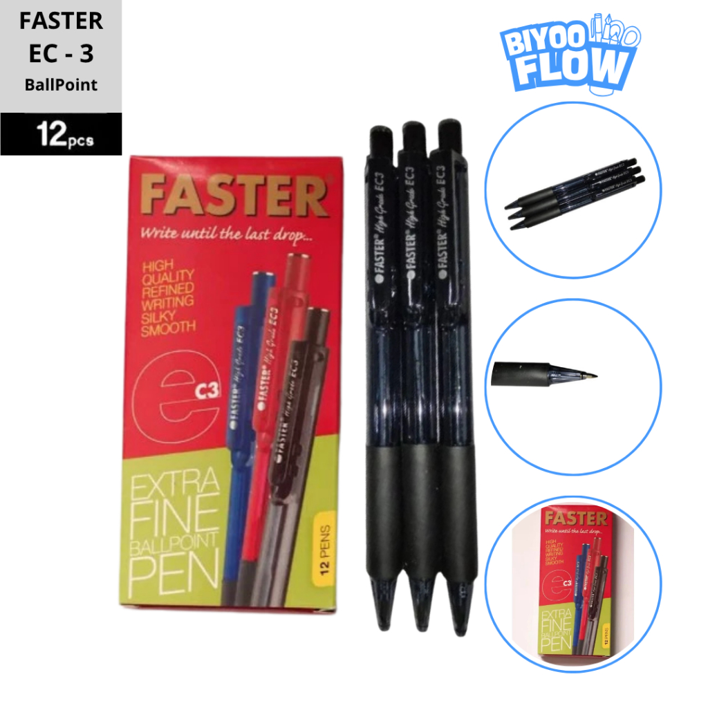 

Faster EC3 1 Pack 12 Pcs Pulpen Cetek Ballpoint Hitam