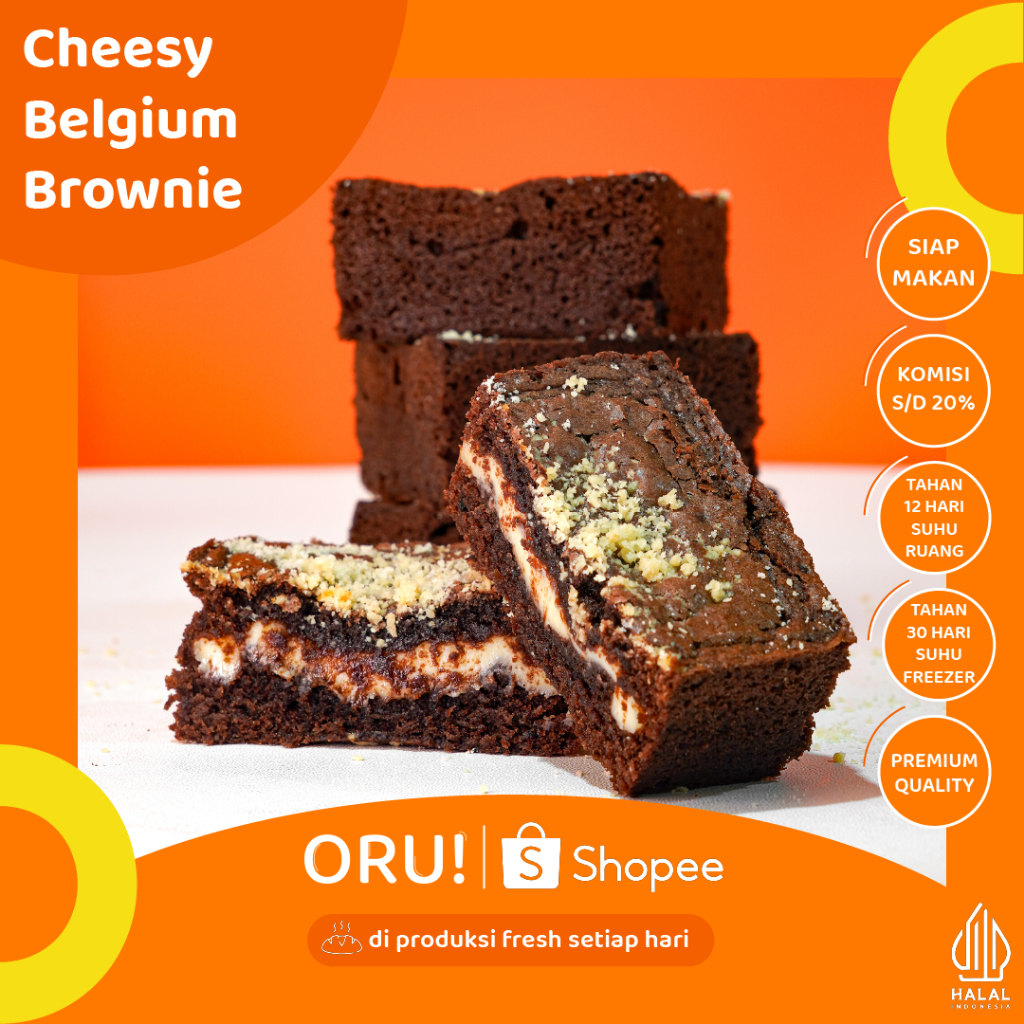

[PROMO HARGA AMBYAR] BROWNIES KEJU LUMER / CHEESY BELGIUM BROWNIE - ORU Indonesia