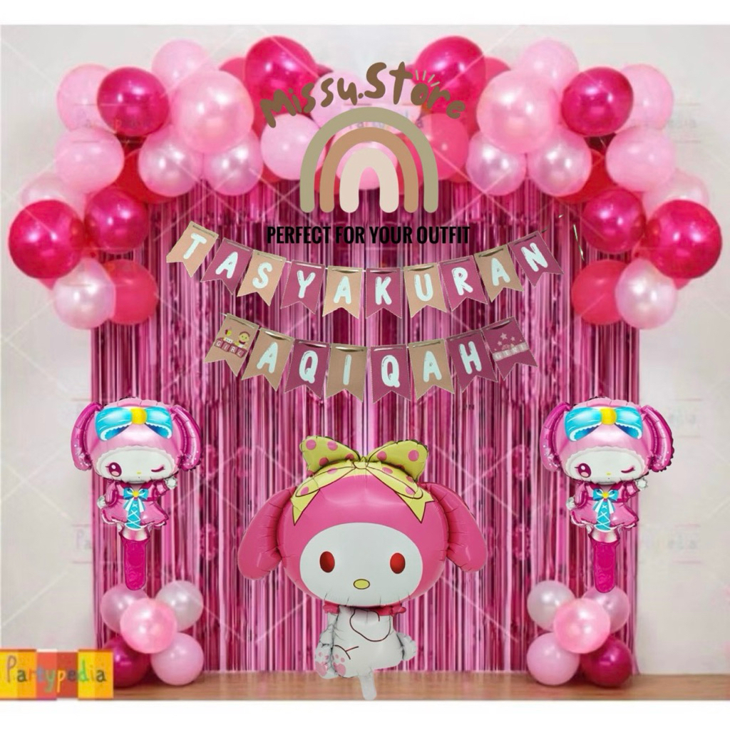 PAKET DEKORASI AQIQAH ANAK PEREMPUAN TEMA MELODY PINK