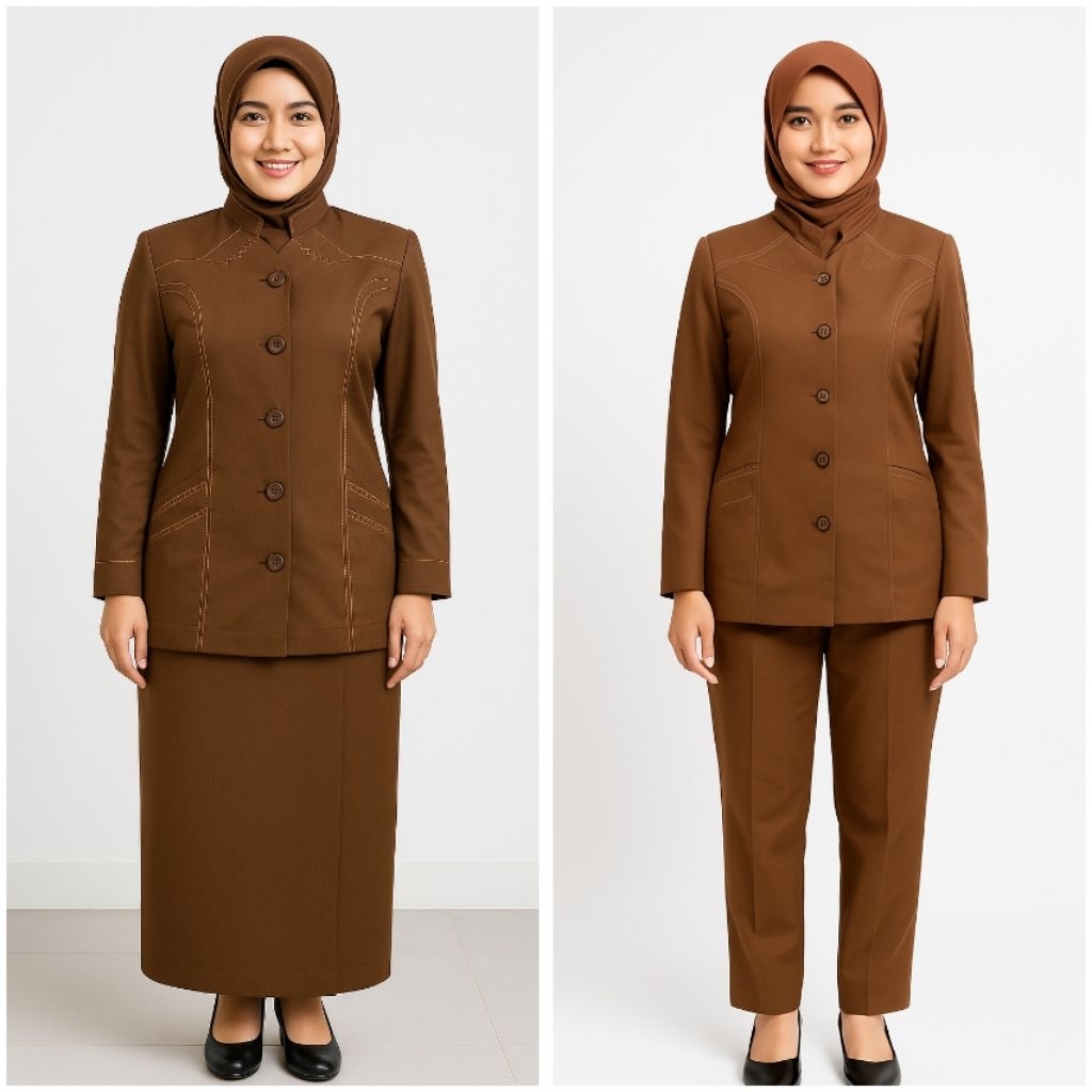 seragam PNS wanita pemda tua kerah sanghai size SS - S - M - L - XL - XXL - 4L - 5L baju ASN PEMKOT,