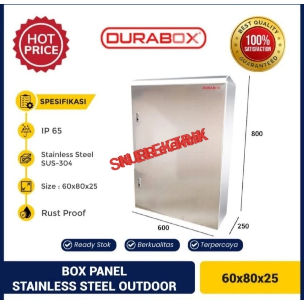 BOX PANEL STAINLESS STEEL OUTDOOR 600x800x250 mm Box Panel Topi 60x80x25 cm Plate 1,5mm IP 65 DURABO