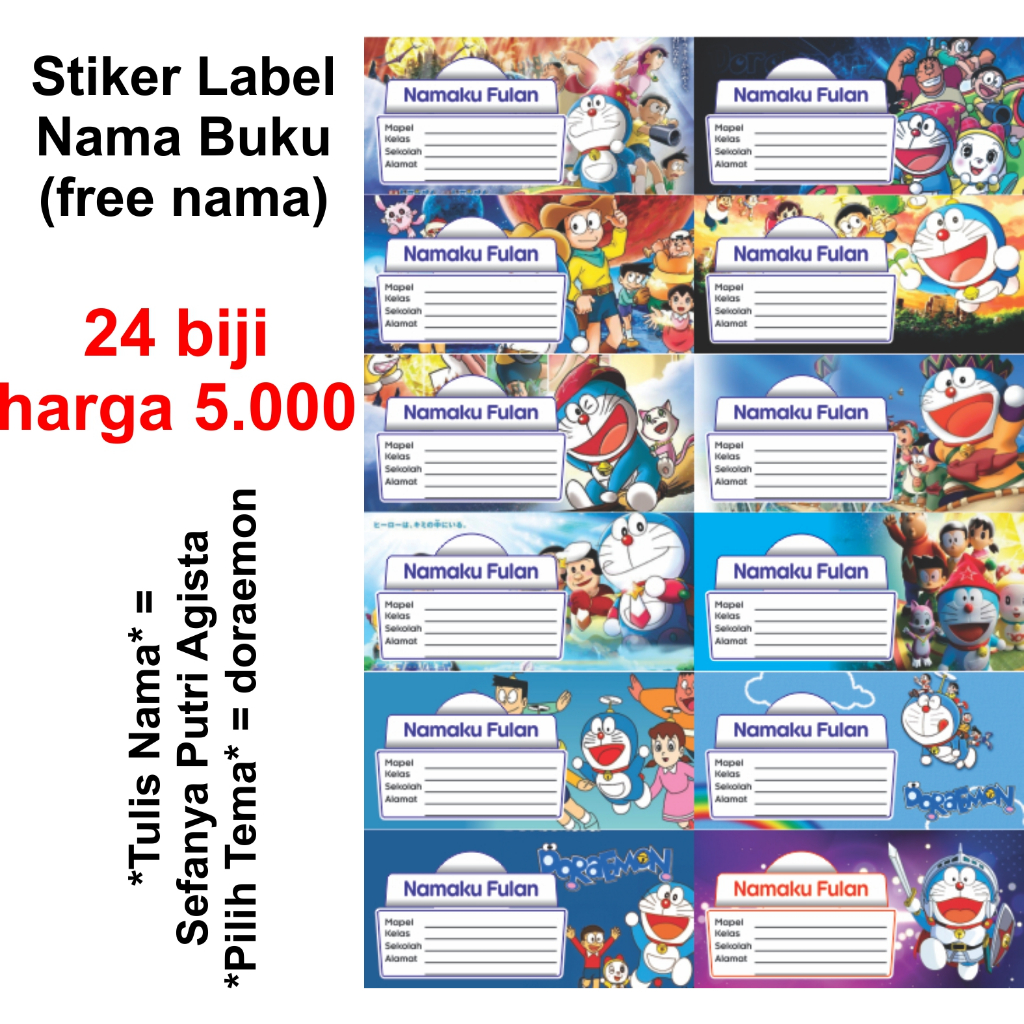 

(24pcs) Stiker Label Nama Buku (free nama) / sticker nama buku / buku tulis