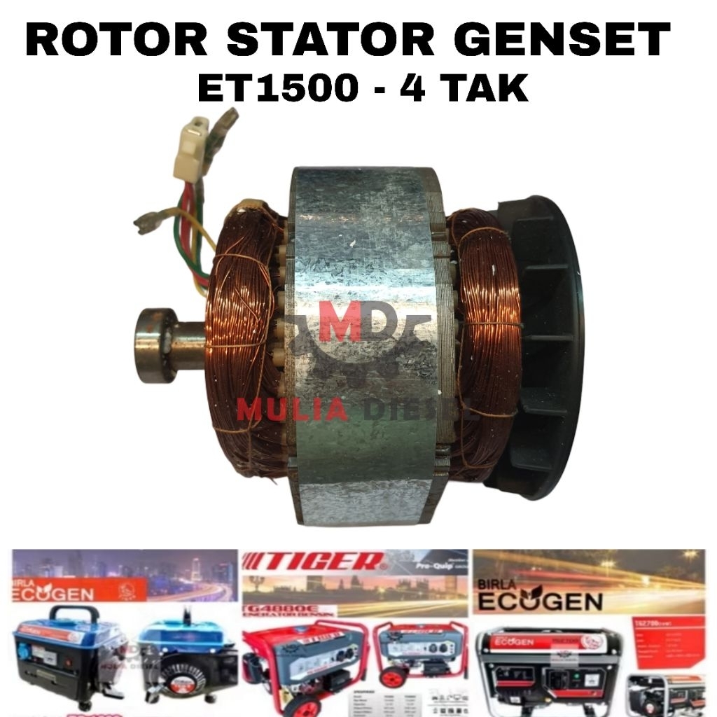 Rotor Stator Gulungan Dinamo Tembaga Genset ET1500 1000 Watt 4 TAK