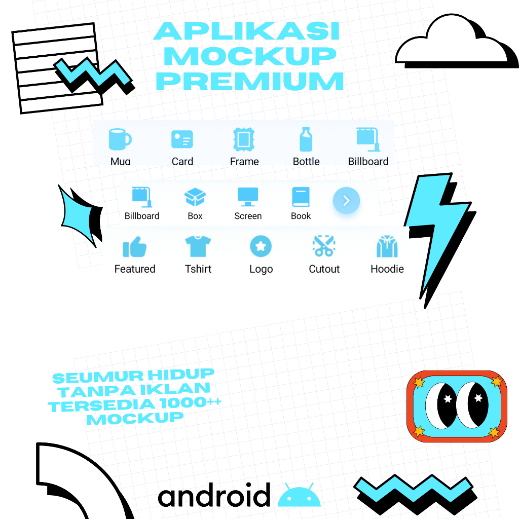 Aplikasi Desain Mockup | Buat Kaos, Botol, Kemasan, HP, Logo | Ribuan Template Siap Pakai | Mudah & 