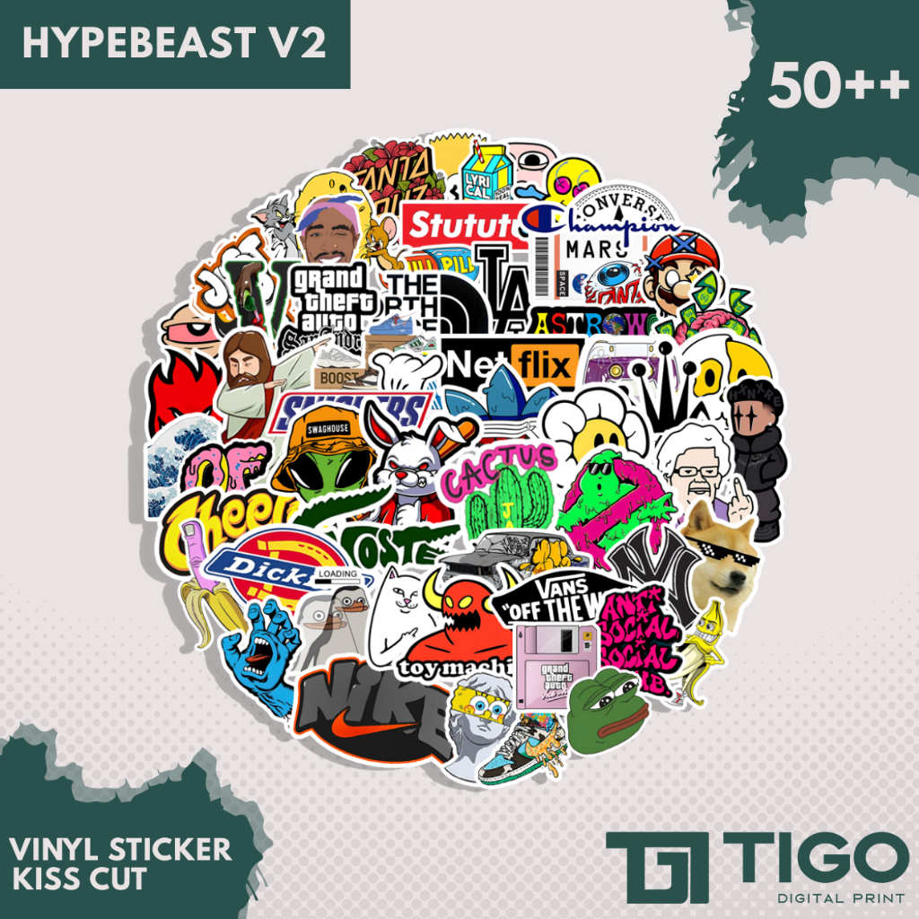 

Sticker Pack Hypebeast v2. Reebok LEGO NASA FILA Santa Cruz NIKE - Stiker Streetwear Keren Laptop HP Tumbler Meja