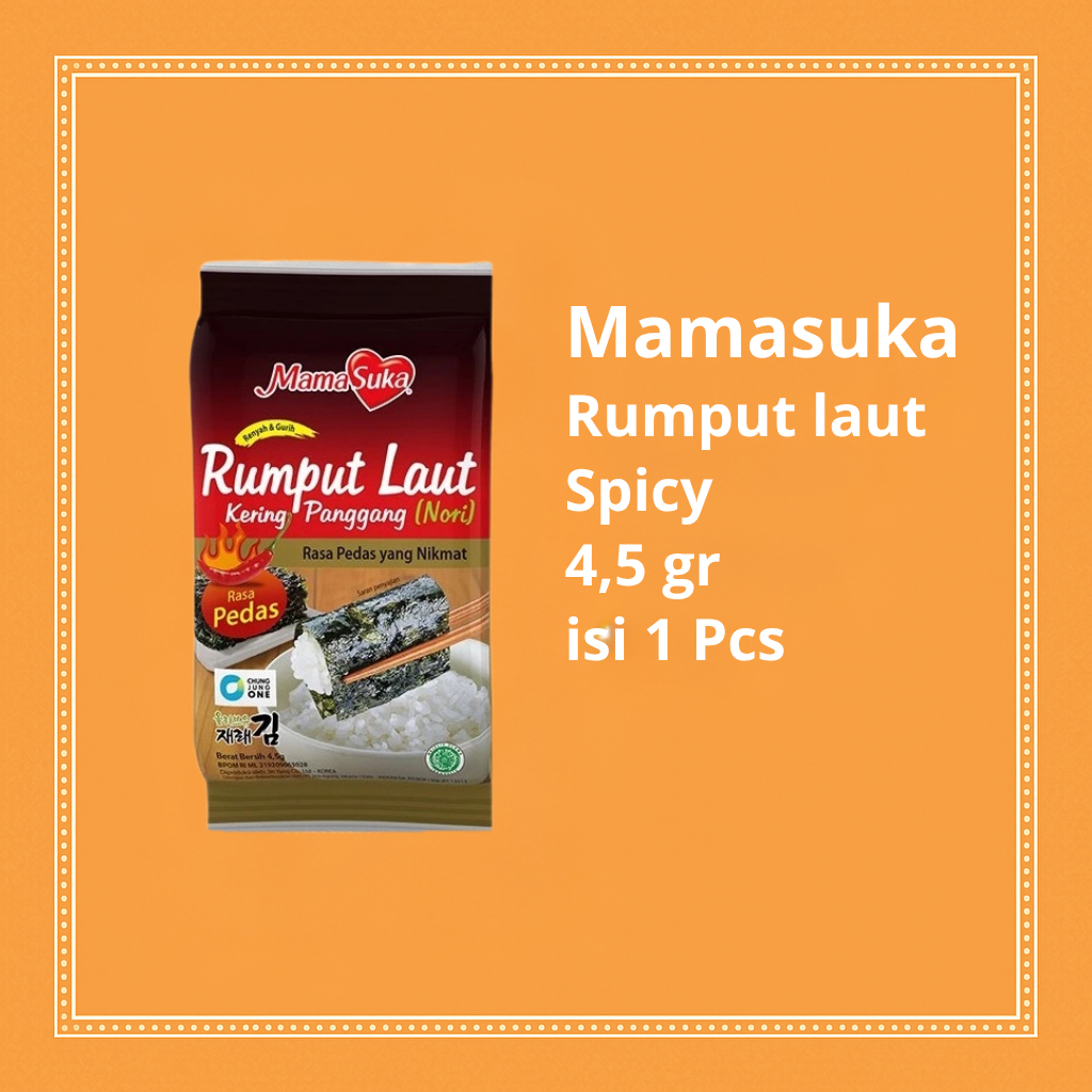 

Mamasuka Rumput Laut Panggang Rasa Spicy 1 pcs – Snack Rumput Laut Pedas Gurih, Renyah dan Sehat