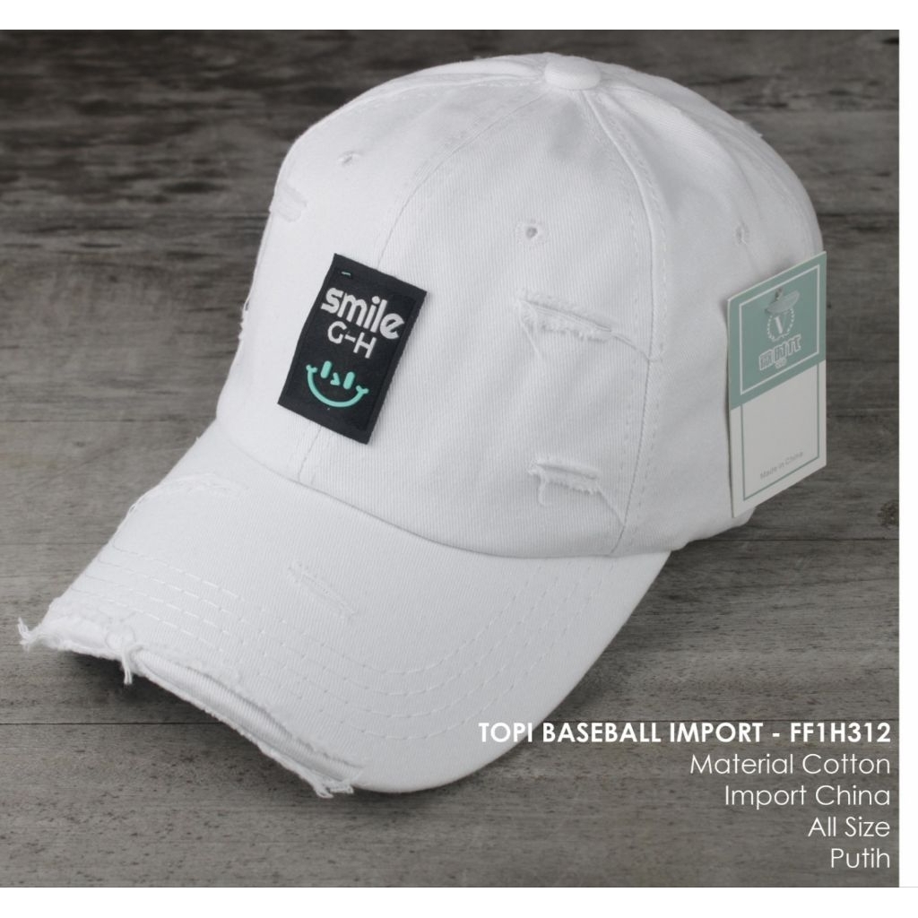 Topi Baseball Import Smile Motif Sobek Original Quality