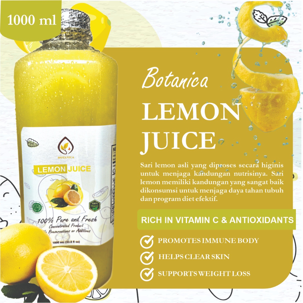 

BENUTRIVA Lemon Juice Original 250ml - 1 Liter - Sari Lemon Jus Import for Detox and Healthy Life